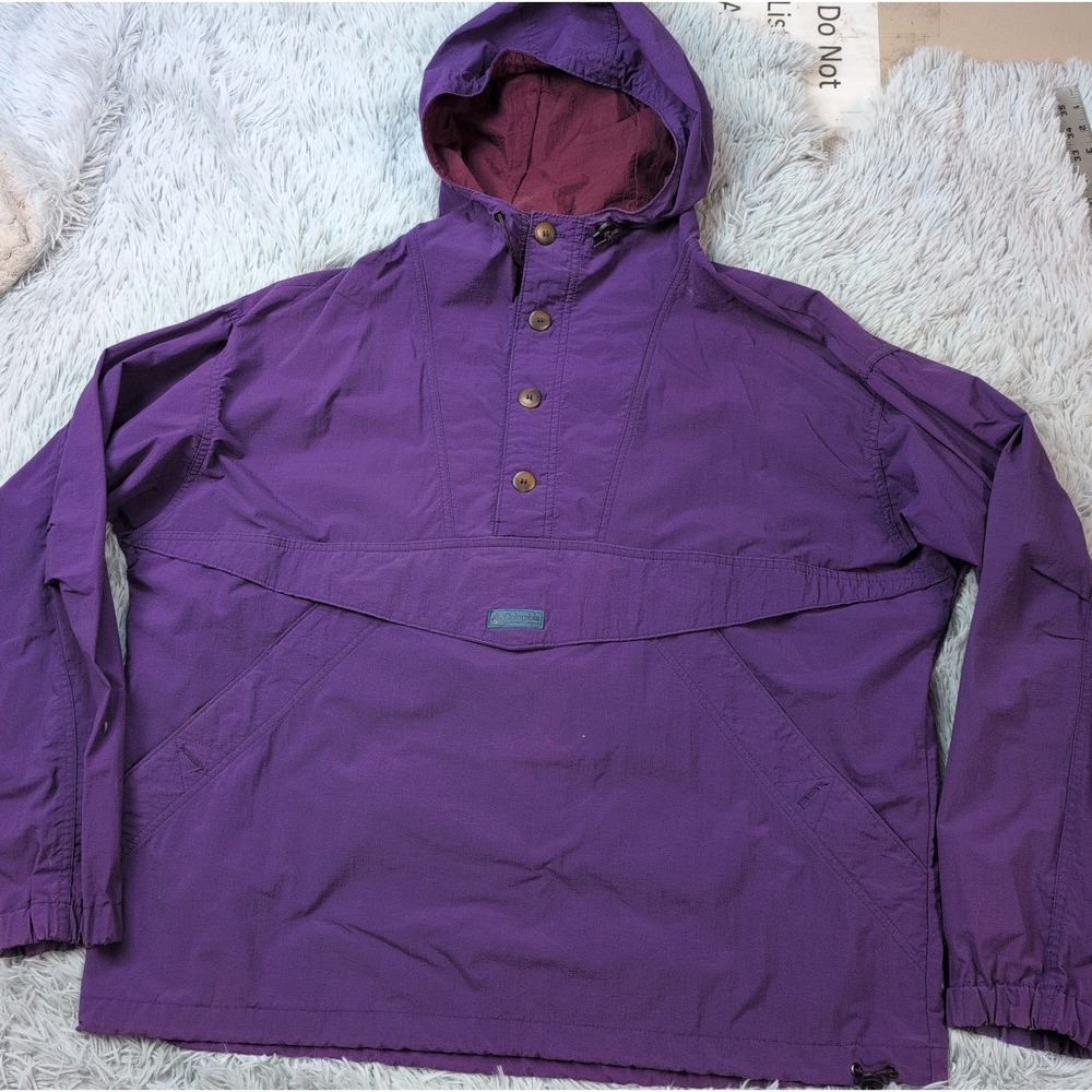 Vintage Columbia Jacket Mens L Purple Windbreaker Pockets Gorpcore Snowboard